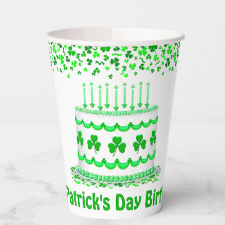 St Patrick's Day Birthday Cake Custom Candles Paper Cups