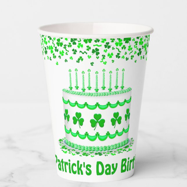 St Patrick's Day Birthday Cake Custom Candles Paper Cups (Left)