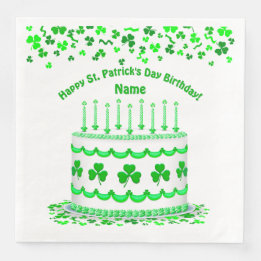 St Patrick's Day Birthday Cake Custom Candles Paper Dinner Napkins