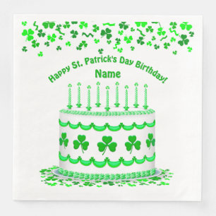 St Patrick's Day Birthday Cake Custom Candles Paper Dinner Napkins