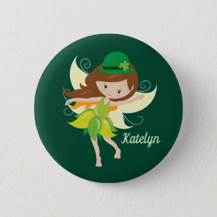 St. Patrick's Day Birthday Girl Fairy Cute Custom Button