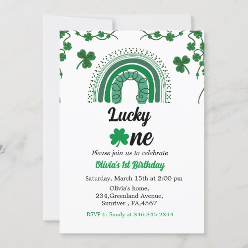 St Patricks day birthday invitation shamrock 