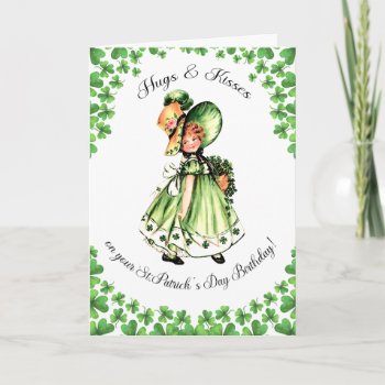 St. Patrick's Day Birthday. Little Irish Girl  Card by oldandclassic at Zazzle
