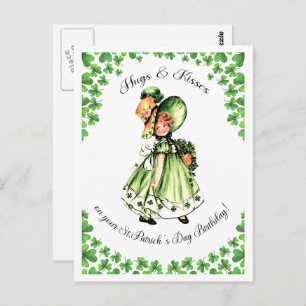 St. Patrick's Day Birthday Little Irish Girl Postcard