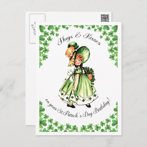 St Patricks Day Birthday Little Irish Girl Postcard