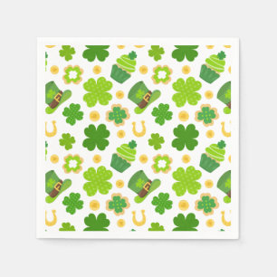 St. Patrick's Day Birthday Lucky Shamrocks Pattern Napkins