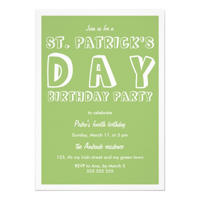St Patricks Day Birthday Party 40th Retro Green Invites