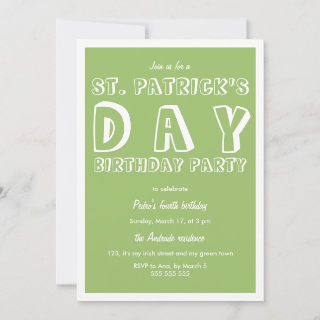 St Patricks Day Birthday Party 40th Retro Green Invitation (Front)