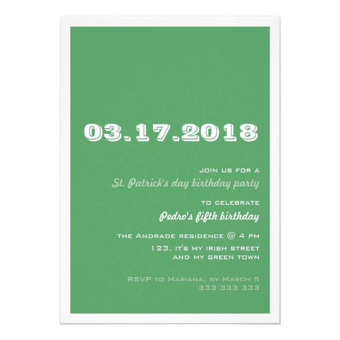 St Patricks Day Birthday Party 50th Retro Green Cards