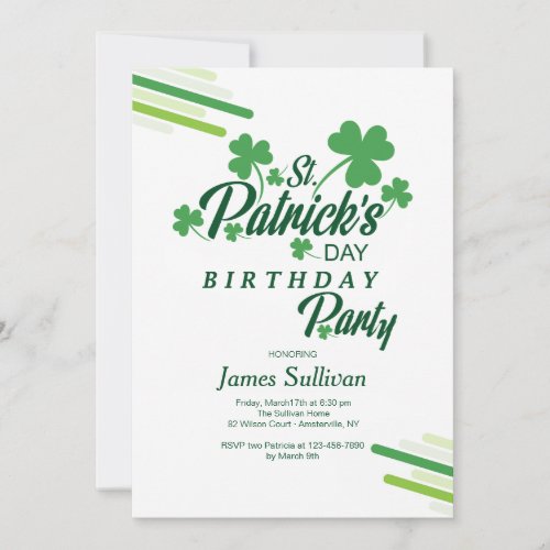 St Patricks Day Birthday Party Invitation