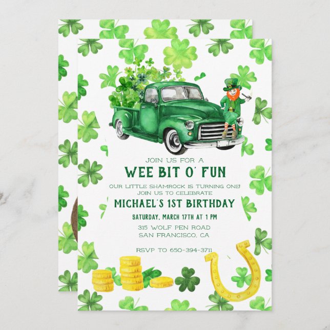 St. Patrick's Day Birthday Party Invitation (Front/Back)