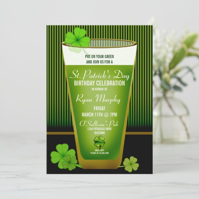 St. Patricks Day Birthday Party Invitations (Standing Front)