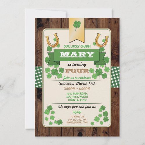 St Patricks Day Birthday Party Invite Any Age 4th