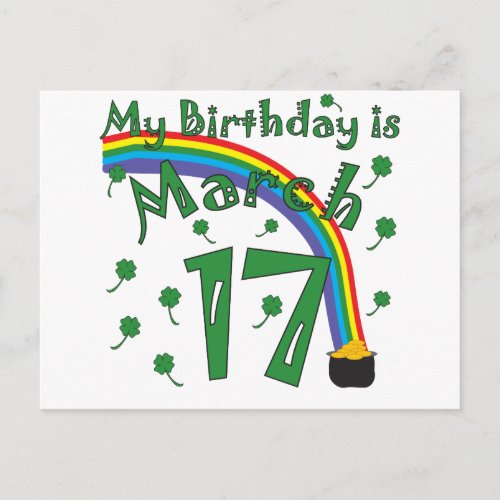 St Patricks Day Birthday Postcard