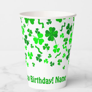 St Patrick's Day Birthday Shamrocks Paper Cups