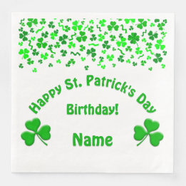 St Patrick's Day Birthday Shamrocks Paper Dinner Napkins