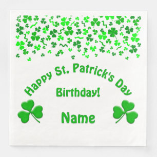 St Patrick's Day Birthday Shamrocks Paper Dinner Napkins