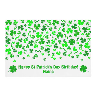  St Patrick's Day Birthday Shamrocks Personalized Placemat