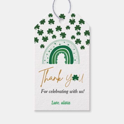 St patricks day birthday thank you  gift tags