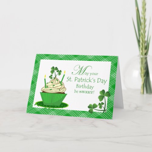 St Patricks Day Birthday with Cupcake Card