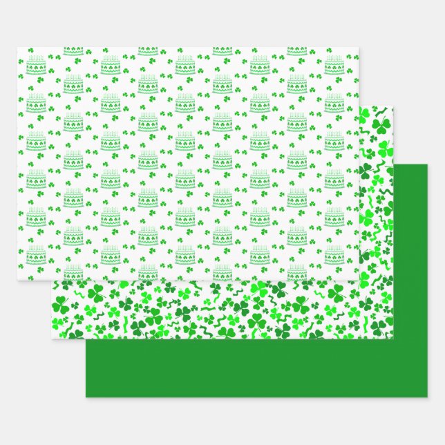 St Patrick's Day Birthday  Wrapping Paper Sheets (Set)