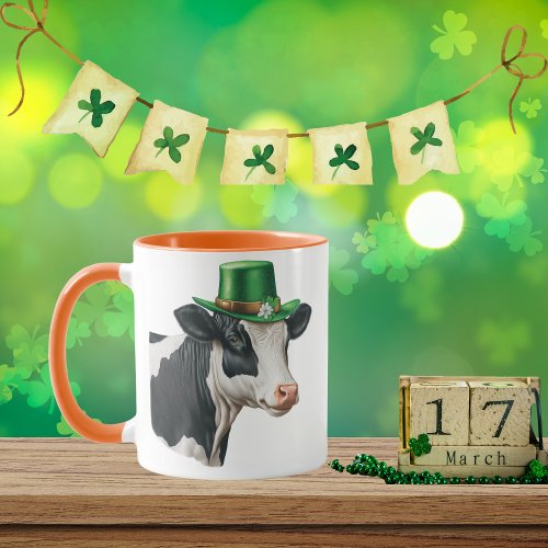 St Patricks Day Black and White Cow Mug