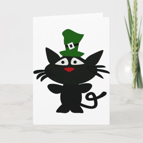 St Patricks day Black Cat Card