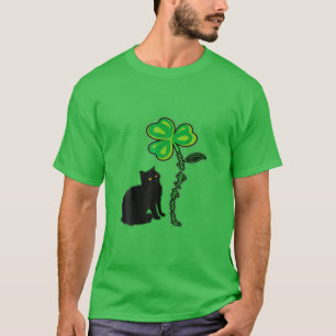 St Patricks Day Black Cat My Lucky Charm Cat Lady T-Shirt