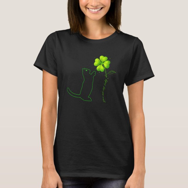 St Patricks Day Black Cat My Lucky Charm Shamrock  T-Shirt (Front)