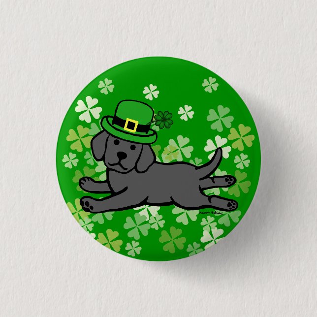 St. Patrick's Day Black Lab Baby Button (Front)