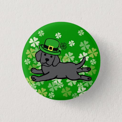 St. Patrick's Day Black Lab Baby Button 