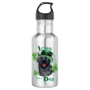 St. Patrick's Day Black Lab Water Bottle