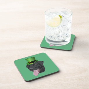 St. Patrick's Day Black Labrador Beverage Coaster