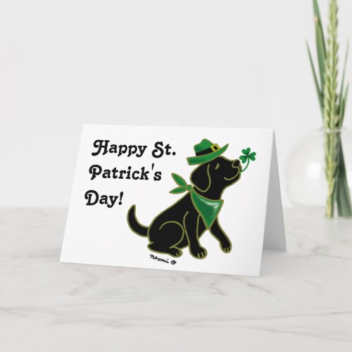 St Patricks Day Black Labrador Card