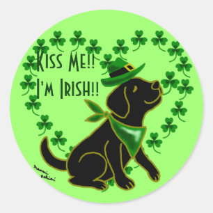 St. Patrick's Day Black Labrador Classic Round Sticker