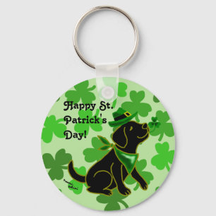 St. Patrick's Day Black Labrador Keychain