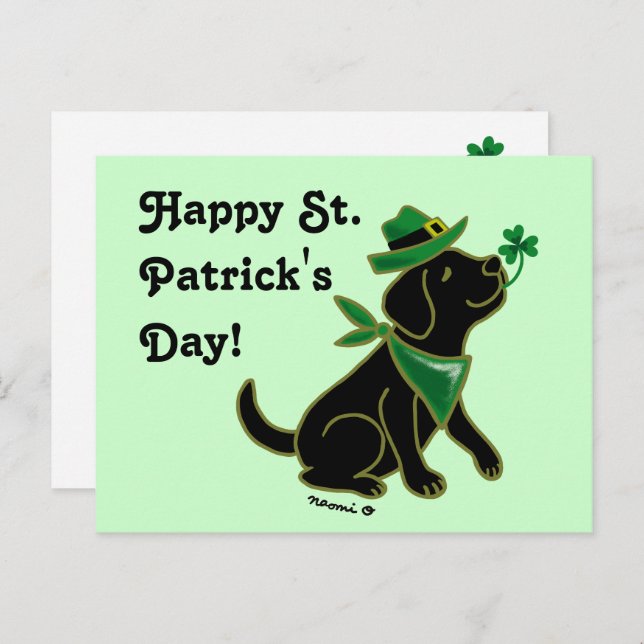 St. Patrick's Day Black Labrador Postcard (Front/Back)