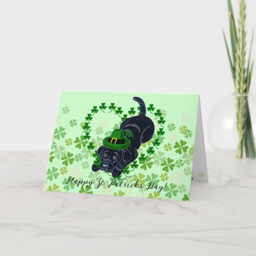 St Patricks Day Black Labrador Puppy Card