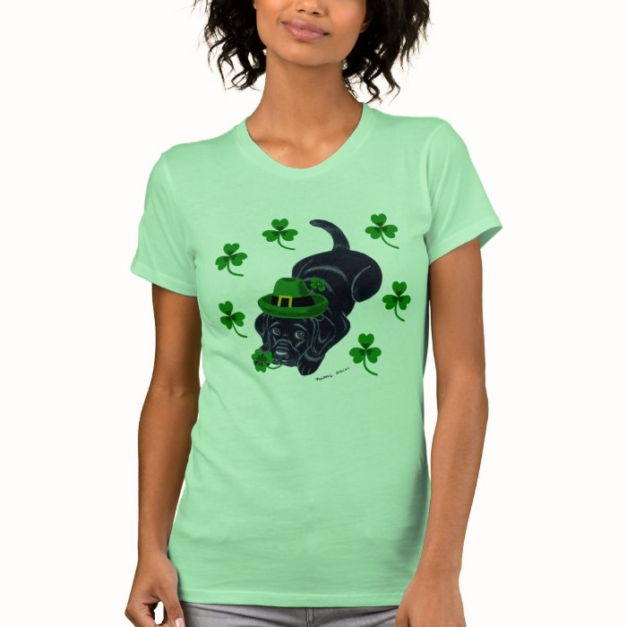 St. Patrick's Day Black Labrador Puppy T shirts