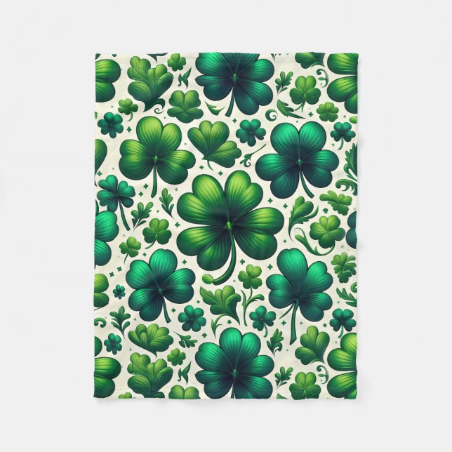 St patricks day blanket, lucky fleece blanket, (Front)