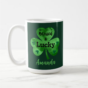 St Patrick's Day Blessed and Lucky Shamrock Mug