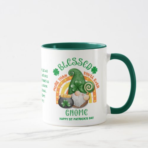 St Patricks Day BLESSED Irish Gnome Christian Mug