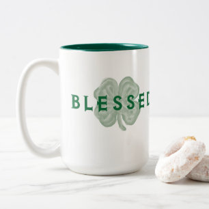St. Patrick's Day Blessed Shamrock Two-Tone Coffee Mug