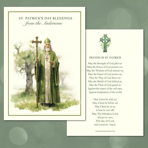 St Patricks Day Blessing Prayer Celtic Cross  Thank You Card