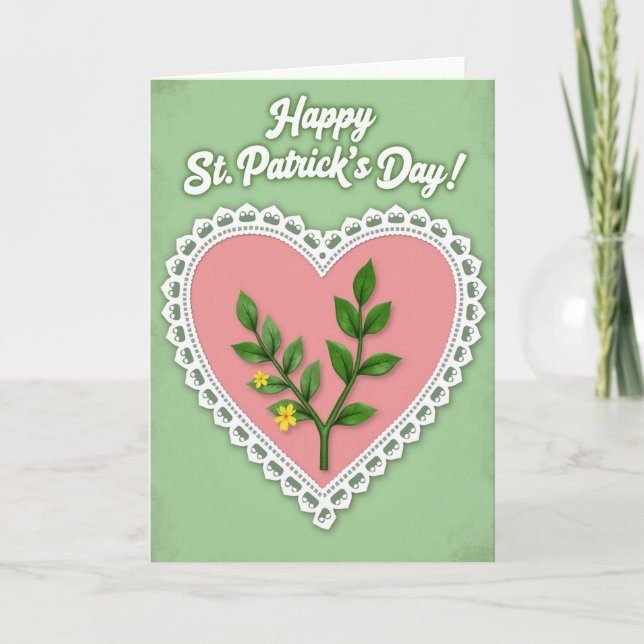St Patricks Day Blossom Heart Card (Front)