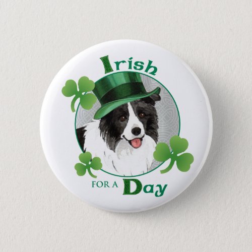 St Patricks Day Border Collie Button