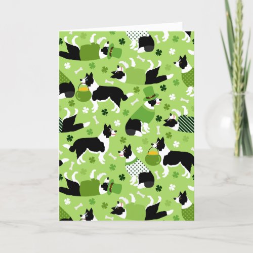 St Patricks Day Border Collie Holiday Card