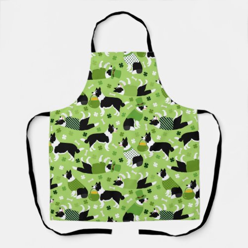 St Patricks Day Border Collie Pattern Apron