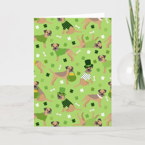 St Patricks Day  Border Terrier Holiday Card