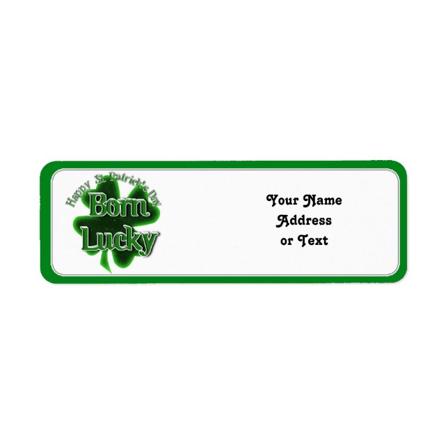 St. Patrick's Day Born Lucky Label (Front)